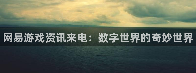 鼎点娱乐2首页登录：网易游戏资讯来电：数字世界的奇妙世界